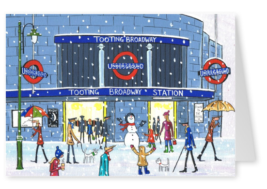 Ilustración del Sur de Londres, el Artista Dan la Navidad en Tooting