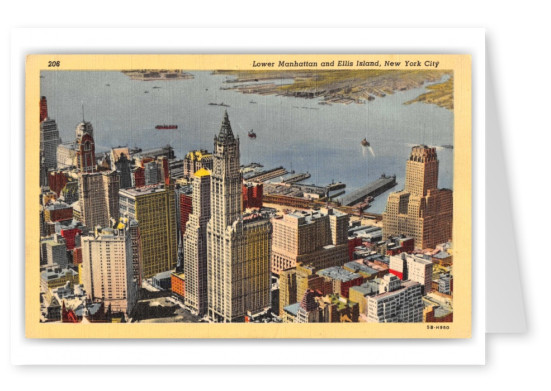 New York City, New York, lower Manhattan and Ellis Island