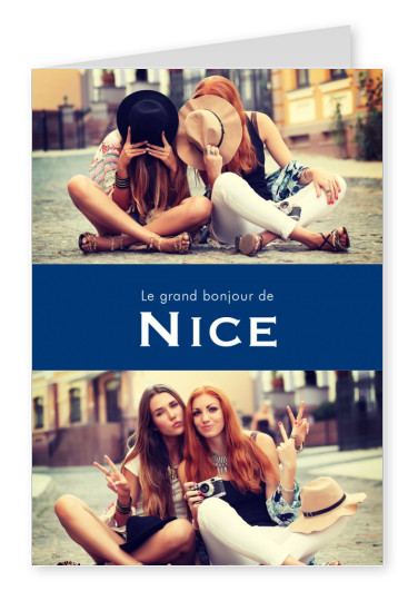 Nice greetings in French language blue white