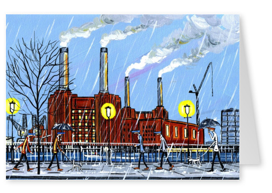 Illustratie Zuid-Londen Kunstenaar Dan nieuwe Battersea helderder