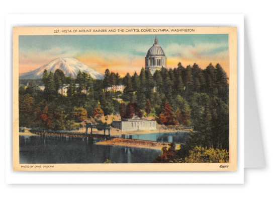 Olympia, Washington, Vista of Mount Rainier and Capitol Dome