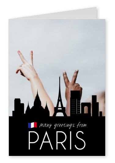Paris silhouette in black with french flag