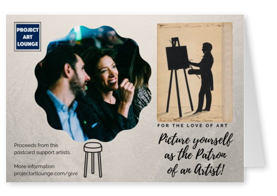 cartÃ£o-postal do Projeto de Arte do SalÃ£o Para o Amor da Arte patrono de um artista