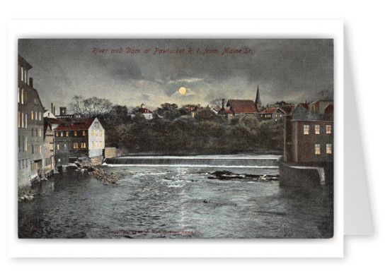 Pawtucket, Rhode Island, River and Dam at night