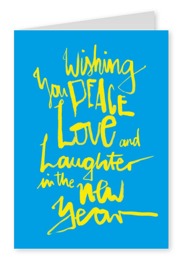 yellow lettering on blue background