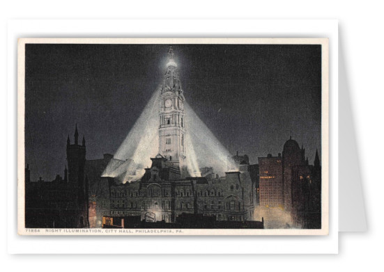 Philadelphia Pennsylvania City Hall Night Illumination
