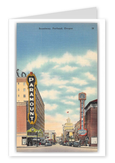 Portland Oregon Broadway Street Scene Paramount Theater