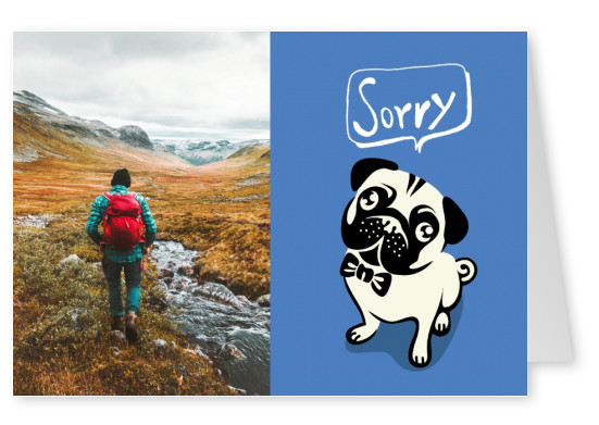 cute dog illustration saying sorry speech bubble postcard