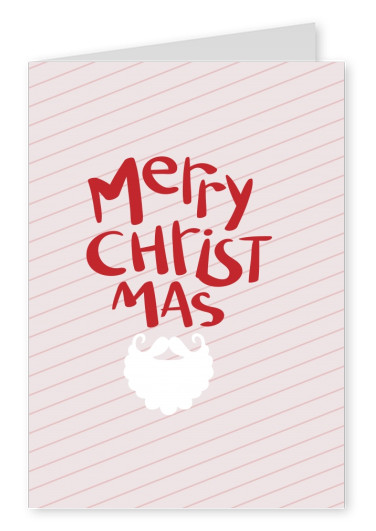 Striped Merry Christmas greeting card with a beard
