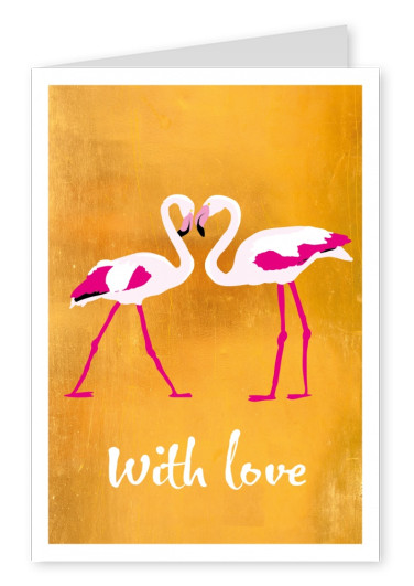 Love greetingcard with flamingo theme