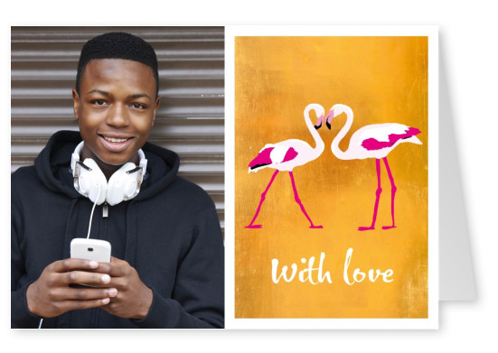 Love greetingcard with flamingo theme