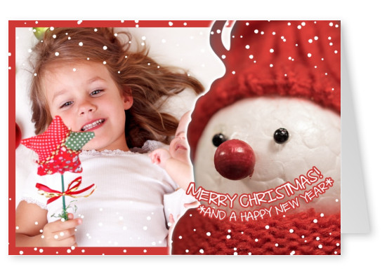 Personalizable christmas greeting card with a snowy snowman 