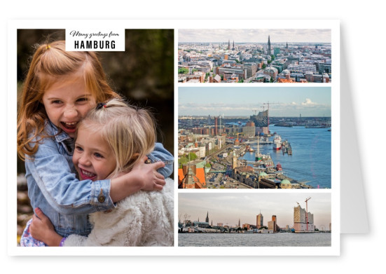 Personalizable greeting card from Hamburg with panoramas