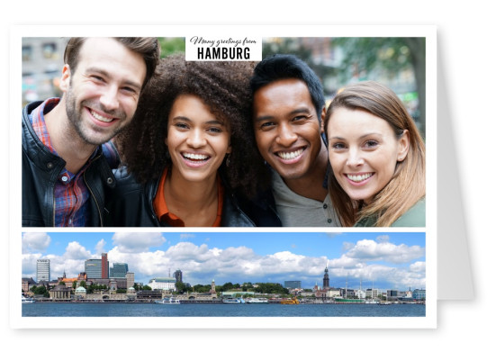 Personalizable greeting card from Hamburg with a panorama