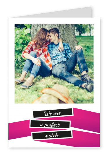 simple love statement postcard in pink,black and white