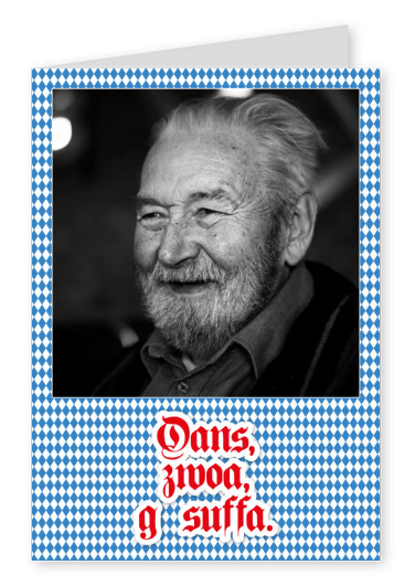 Personalizable Oktoberfest postcard with checkered backround and red text