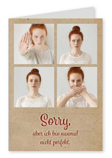 Personalizable sorry postcard with brown paper backround and mouth