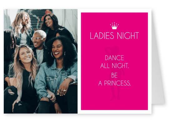 ladies night crown with girl silhouette in pink
