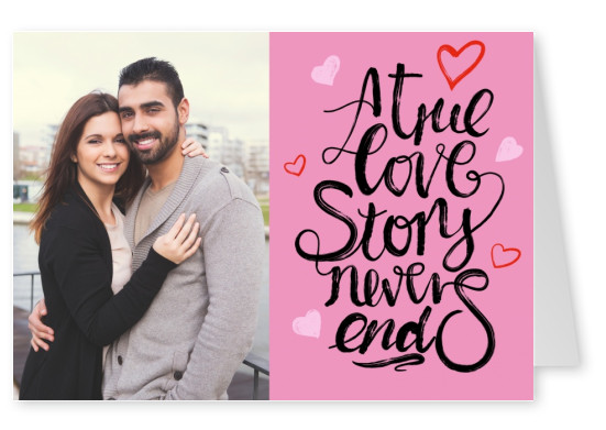 trendy, black handlettering with heart on pink background