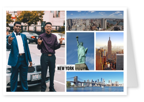 photocollage of new york with various skyline viewa and statue of liberty