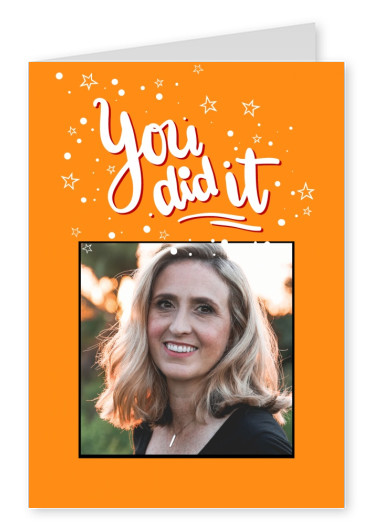 editable Congratulation-Card with orange layout and writing