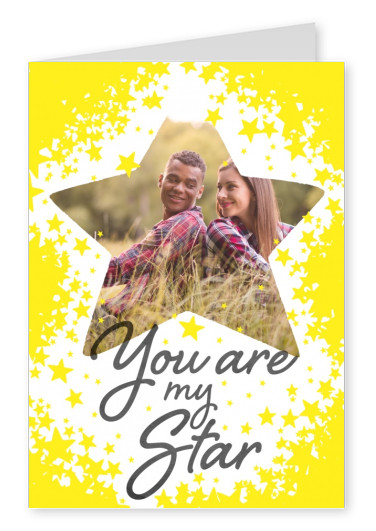 illustration of a black star with dots n drippings with yellow handlettering you are my star