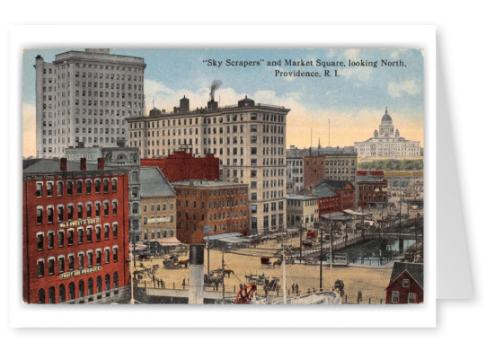 Providence, Rhode Island, Sky Scrapers and Market Square looking north