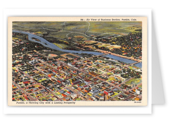 Pueblo, Colorado, air view of Business Section