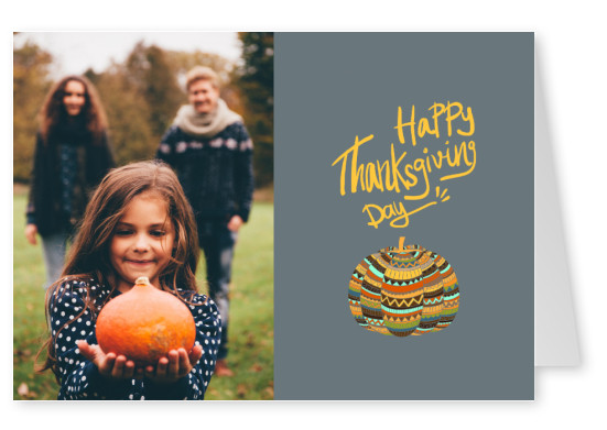 Happy Thanksgiving Day. Colorful pumpkin with pattern.