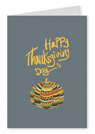 Happy Thanksgiving Day. Färgglada pumpa med mönster.