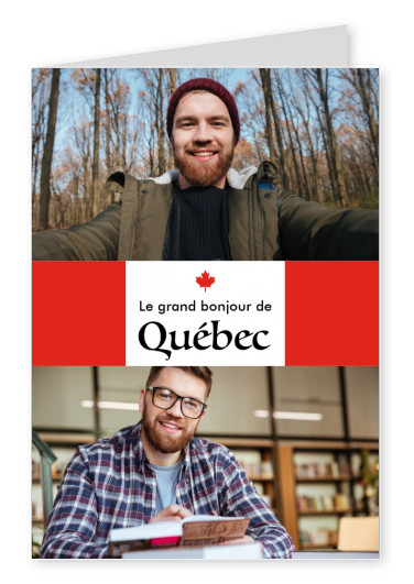 Québec hälsningar i franska språket röd vit