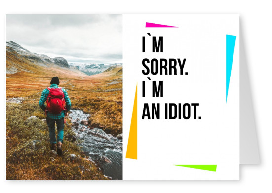 Sorry i am an idiot postcard quote