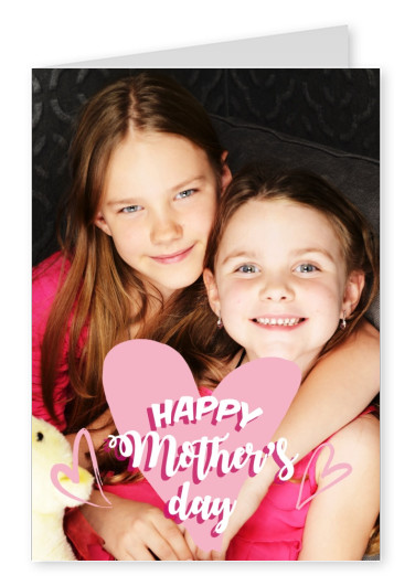 mother's day in pink and white lettering with two little hearts