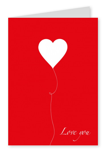 white heart on red background postcard design