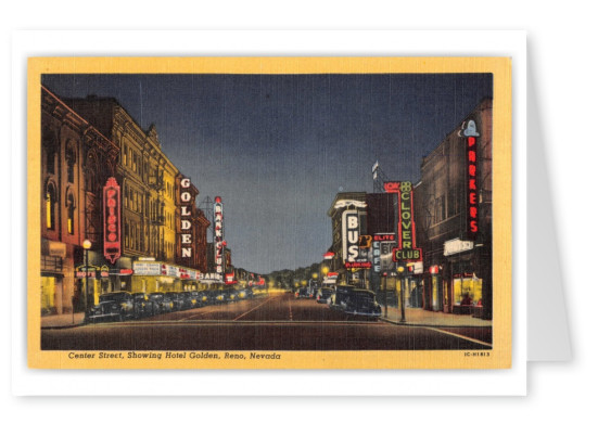 Reno, Nevada, Center Street at night, Hotel Golden