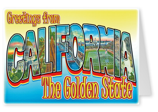 En Californie, Style Rétro Carte Postale