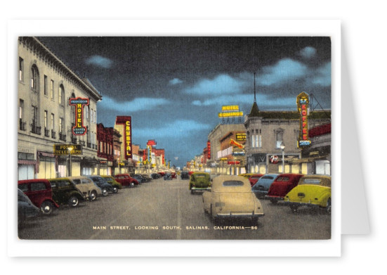 Salinas California Main Street Looking South at Night