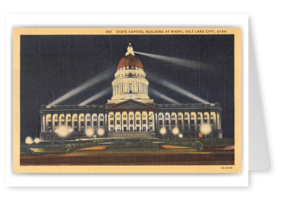 Salt Lake City Utah State Capitol Building at Night
