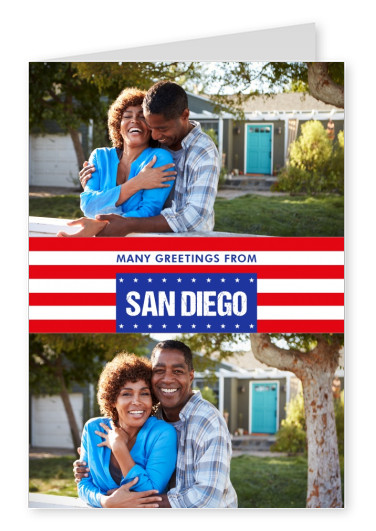 San Diego hälsningar i USA-flagga design