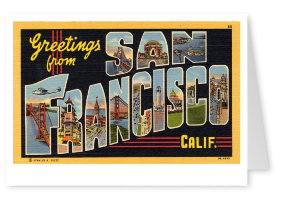 Curt Teich Vykort Arkiv Samling hälsningar fromgreetings från San Francisco