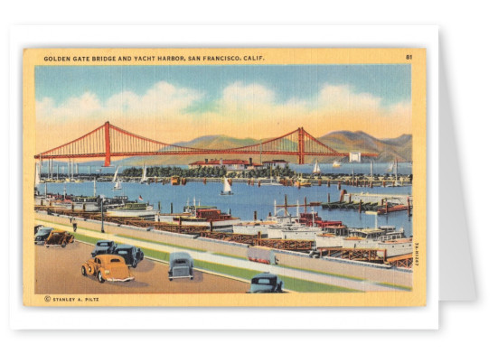San Francisco, California, Golden Gate Bridge and Yacht Harbor