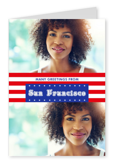 San Francisco greetings in US Flag design