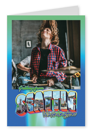  Grande Lettre carte Postale Site Salutations de Seattle, Washington