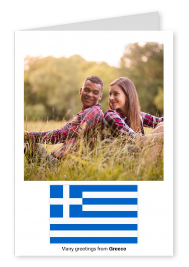 Vykort med flaggan i Grekland