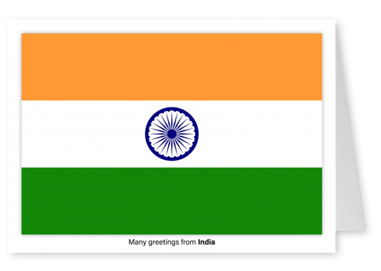 Vykort med flaggan i Indien