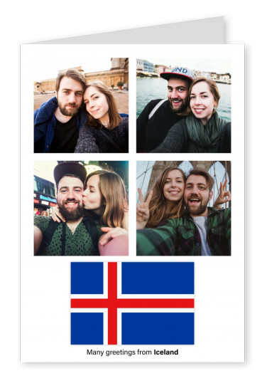 Vykort med flagga av Island