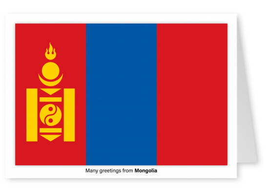 Vykort med flaggan i Mongoliet