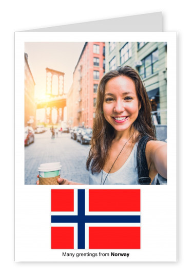 Vykort med flaggan i Norge