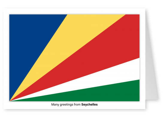 Vykort med flaggan i Seychellerna
