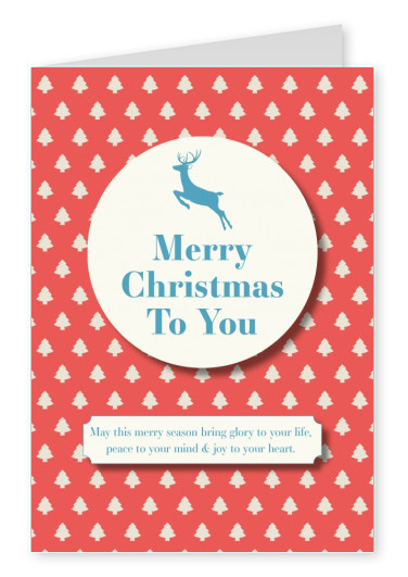 greeting card 50s vintage style pattern with reindeer